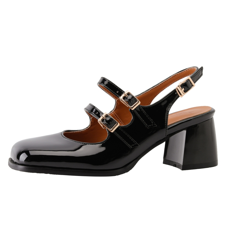 Leather Classic Strap - Elegante Damen High Heels Mary Janes