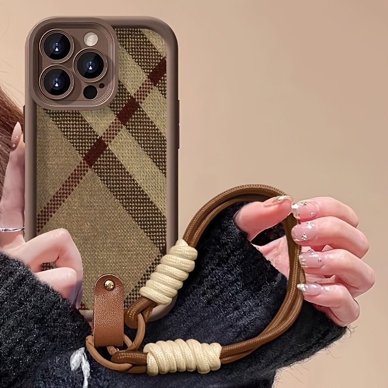 Samsung Galaxy S24 - Braun gestreifte Lanyard-Handyhülle für Samsung Galaxy