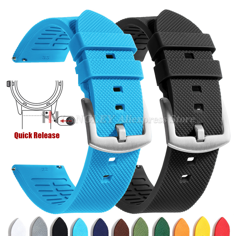 Fossil Smartwatch Accessories - Klassisches tropisches Weichgummi-Uhrenarmband für Seiko 20mm